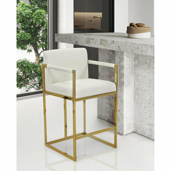 Fixturesfirst Modern Contemporary Bertrand Counter Stool Chair, Cream FI2542120